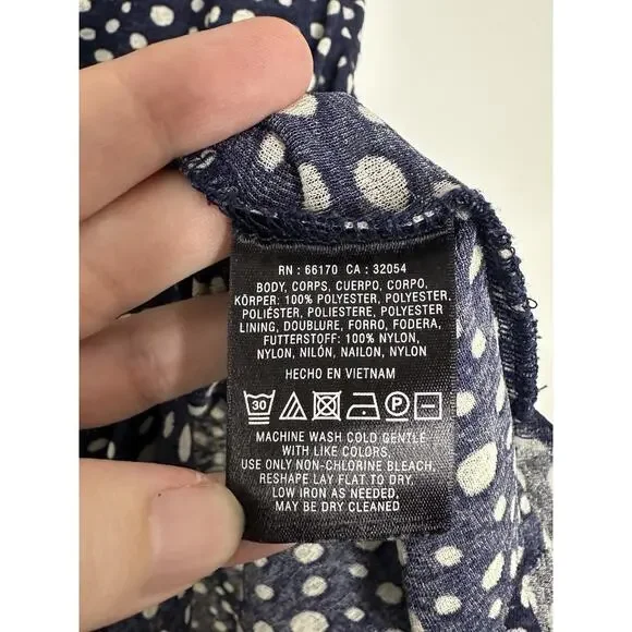 Anthropologie Postmark Polka Dot Peplum Top Navy White Size Medium - Picture 5 of 6